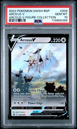 2022 POKEMON SWSH BLACK STAR PROMO ARCEUS V FIGURE COLL #204 ARCEUS V PSA 10 - Image 1