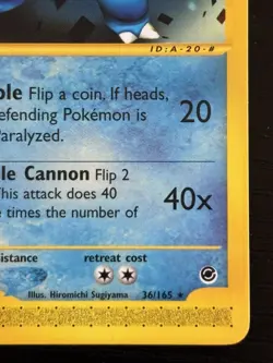 2002 Pokemon TCG Blastoise E-Series Expedition Base Set 36/165 Non-Holo NM/MT - Image 4