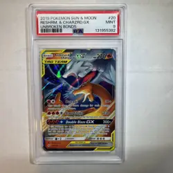 2019 Pokemon Reshiram & Charizard GX Holo Sun Moon Unbroken Bonds 20/214 PSA 9 - Image 1