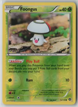 Foongus 12/114 Pokemon Steam Siege Common Reverse Holo Light Play 1 - Image 1