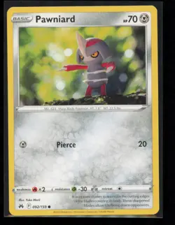 Pawniard 092/159 Pokemon Crown Zenith Common Near Mint - Image 1