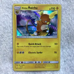 Alolan Raichu Holofoil 30/30 Uncommon Pokemon TCG Sun & Moon Trainer Kit - Image 1