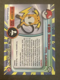 Raichu #26 Pokemon Topps TV Animation Edition - Image 2