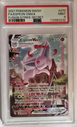 Espeon VMAX Alt Art 270/264 Fusion Strike Secret Rare Pokemon TCG PSA 9 - Image 1