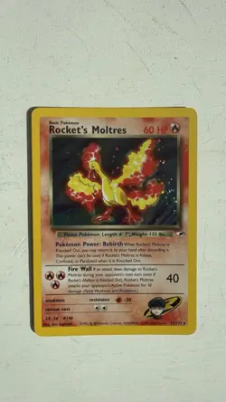 Pokemon TCG Rockets Moltres Holo Rare Card 12/132 Gym Heroes Small Swirl - Image 1