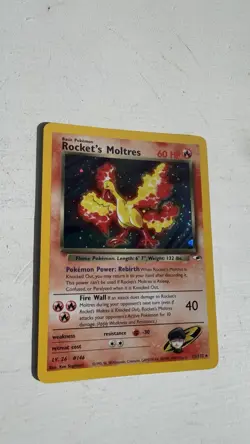 Pokemon TCG Rockets Moltres Holo Rare Card 12/132 Gym Heroes Small Swirl - Image 2