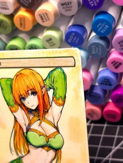 FOREST MTG *Altered Hand Colored Original Art Anime - Redhead Waifu - 12225 - Image 5