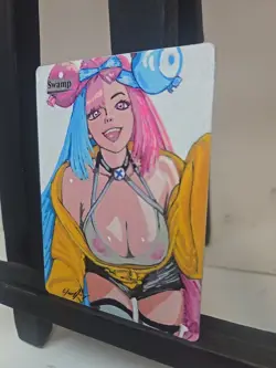 MTG Alter Swamp Iono Pokemon Waifu Anime Fan Art Hand Painted Custom by BAZAYO - Image 3