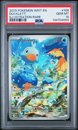 2025 POKEMON WHT EN-WHITE FLARE ILLUSTRATION RARE #109 DUCKLETT PSA 10 - Image 1
