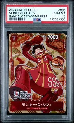 2024 ONE PIECE JPN PROMOS BANDAI CARD GAME FEST #080 MONKEY D. LUFFY PSA 10 - Image 1