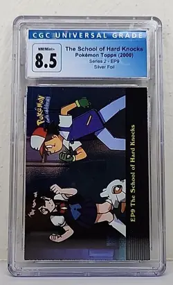 The School of Hard Knocks EP9 Silver Foil Pokemon Topps Card Blue Logo CGC 8.5 - Image 1