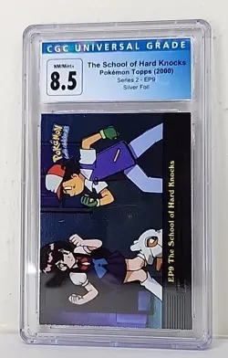 The School of Hard Knocks EP9 Silver Foil Pokemon Topps Card Blue Logo CGC 8.5 - Image 2