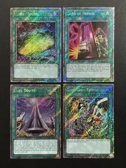 2025 YUGIOH RA04 1ST ED PLATINUM SECRET RARE CARD OF DEMISE NM BONUS SET - Image 1