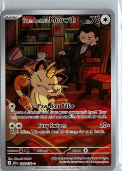 Pokemon Team Rocket's Meowth Illustration Rare SV10: Destined Rivals - 203/182 - Image 1
