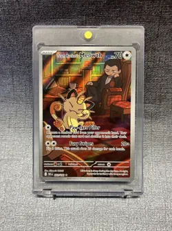 Pokemon Team Rocket's Meowth 203/182 Sv10 Destined Rivals Illustration Rare Holo - Image 1