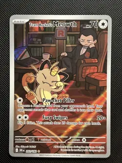Pokemon TCG Team Rocket's Meowth 203/182 Sv10: Destined Rivals Illustration Rare - Image 1