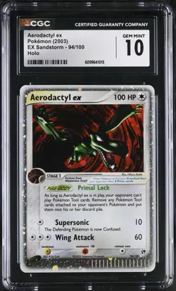 CGC 10 GEM MINT Aerodactyl ex 2003 EX Sandstorm 94/100 Holo Pokemon Card - Image 1