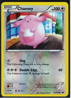 2012 POKEMON CHANSEY 80/108 DARK EXPLORERS - REVERSE HOLO- COMMON- NM (C80B) - Image 1