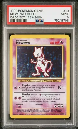 1999 Pokemon Game Mewtwo Holo Base Set 1999-2000 PSA 9 *4th Print* - Image 1