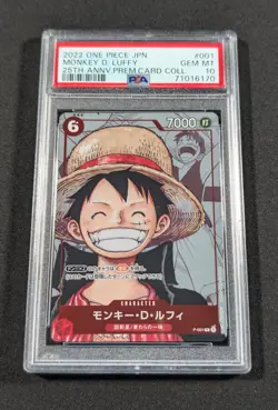 One Piece Japanese Holo Monkey D. Luffy P-001 PSA 10 GEM MINT 25th Ann. Promo - Image 1