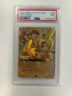 Disney Lorcana Chip 'N' Dale Recovery Rangers Azurite Sea Enchanted #205 PSA 9 - Image 1