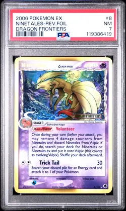 2006 POKEMON EX DRAGON FRONTIERS #8 NINETALES-REVERSE FOIL PSA 7 - Image 1