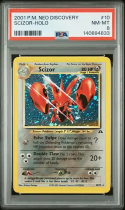 2001 POKEMON NEO DISCOVERY #10 SCIZOR-HOLO PSA 8 - Image 1