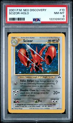 2001 POKEMON NEO DISCOVERY #10 SCIZOR-HOLO PSA 8 - Image 1