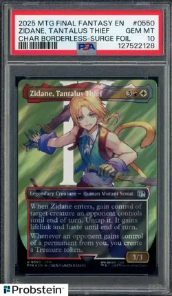 2025 MTG FINAL FANTASY #0550 ZIDANE TANTALUS THIEF BORDERLESS-SURGE FOIL PSA 10 - Image 1