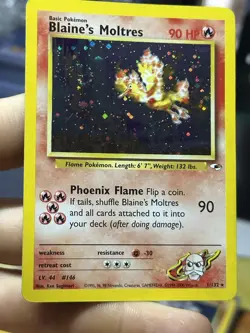 #5 Blaine's Moltres 1/132 Gym Heroes 2000 Holo Rare SWIRL WOTC Pokemon Card TCG - Image 5