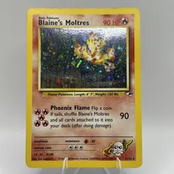 Pokemon WOTC Card - Blaine's Moltres - Gym Heroes - Holo Rare - 1/132 - LP - Image 1