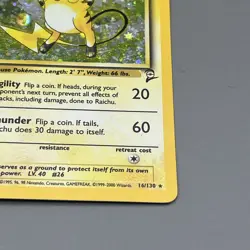 Raichu Holo Swirl 16/130 2000 Base Set 2 Vintage Pokemon Card WOTC - Image 2