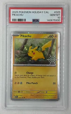 2025 POKEMON HOLIDAY CALENDAR PIKACHU #025 PSA 10 GEM MT - Image 1