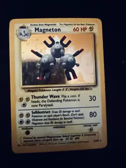 Pokemon TCG Base Set Unlimited - (09/102) Magneton Holo Rare LP (Review Pics) - Image 1
