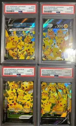 2021 POKEMON JAPANESE 25TH ANN. PIKACHU V-UNION FULL SET PSA 10 SEQUENTIAL CERTS - Image 1