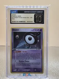 2005 POKEMON EX UNSEEN FORCES #J/28 UNOWN-HOLO CGC 10 PRISTINE - Image 1