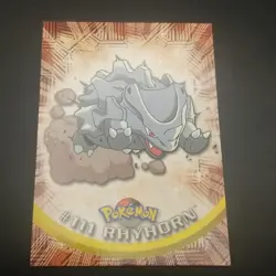Rhyhorn #111 - Blue LOGO - NON HOLO - SERIES 2 - TOPPS Pokemon CARD - NM/LP - Image 1