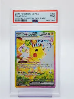 PIKACHU EX 2024 POKEMON SURGING SPARKS SPECIAL ILLUSTRATION RARE PSA 9 Q0004 - Image 1