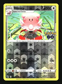 2022 Pokemon GO Blissey Reverse Holo Rare #52/78 - Image 1