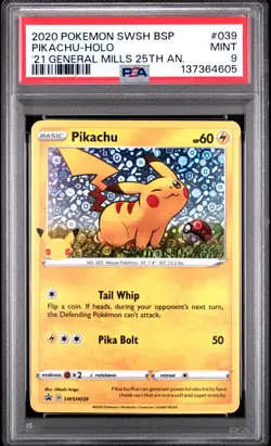 2020 POKEMON SWSH BLACK STAR PROMO #039 PIKACHU-HOLO PSA 9 - Image 1