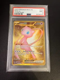 PSA 9 Mew EX Gold 205/165 English Pokemon 151 Scarlet & Violet Hyper Rare Holo - Image 1