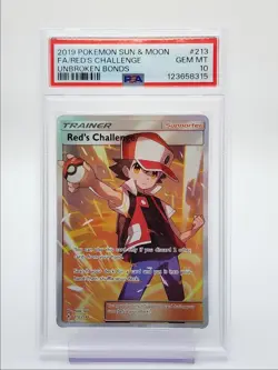 RED'S CHALLENGE 2019 POKEMON UNBROKEN BONDS RARE ULTRA 213/214 PSA 10 Q0004 - Image 1