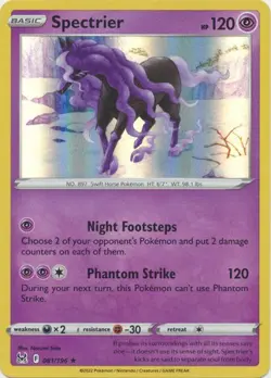 SPECTRIER 081/196 LOST ORIGIN POKEMON (HOLO RARE, NM) - Image 1