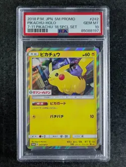 2018 Pokemon PIKACHU #242/SM-P 7-11 Pikachu 2018 Special Set Promo JPN PSA 10 - Image 1