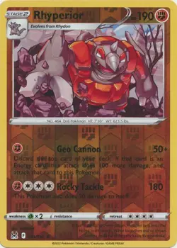 RHYPERIOR 091/196 LOST ORIGIN POKEMON (REVERSE HOLO, NM) - Image 1