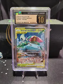 ✨✨ CGC 10 PRISTINE Celebi & Venusaur GX 001/095 Pokemon Tag Bolt 2018 Japanese - Image 1