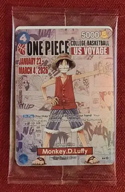 One Piece Monkey D. Luffy US Voyage College Basketball Promo Card Sealed - Image 1