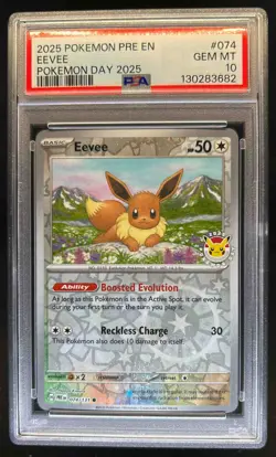 2025 Pokemon Eevee Pokemon Day Reverse Holo #074/131 PSA 10 - Image 1