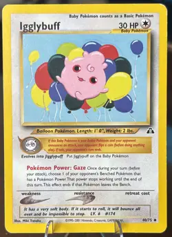 Igglybuff 40/75 Neo Discovery Regular LP Pokemon TCG Free Shipping - Image 1