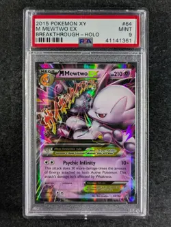 2015 Pokemon M MEWTWO EX #64/162 Breakthrough Ultra Rare English PSA 9 - Image 1